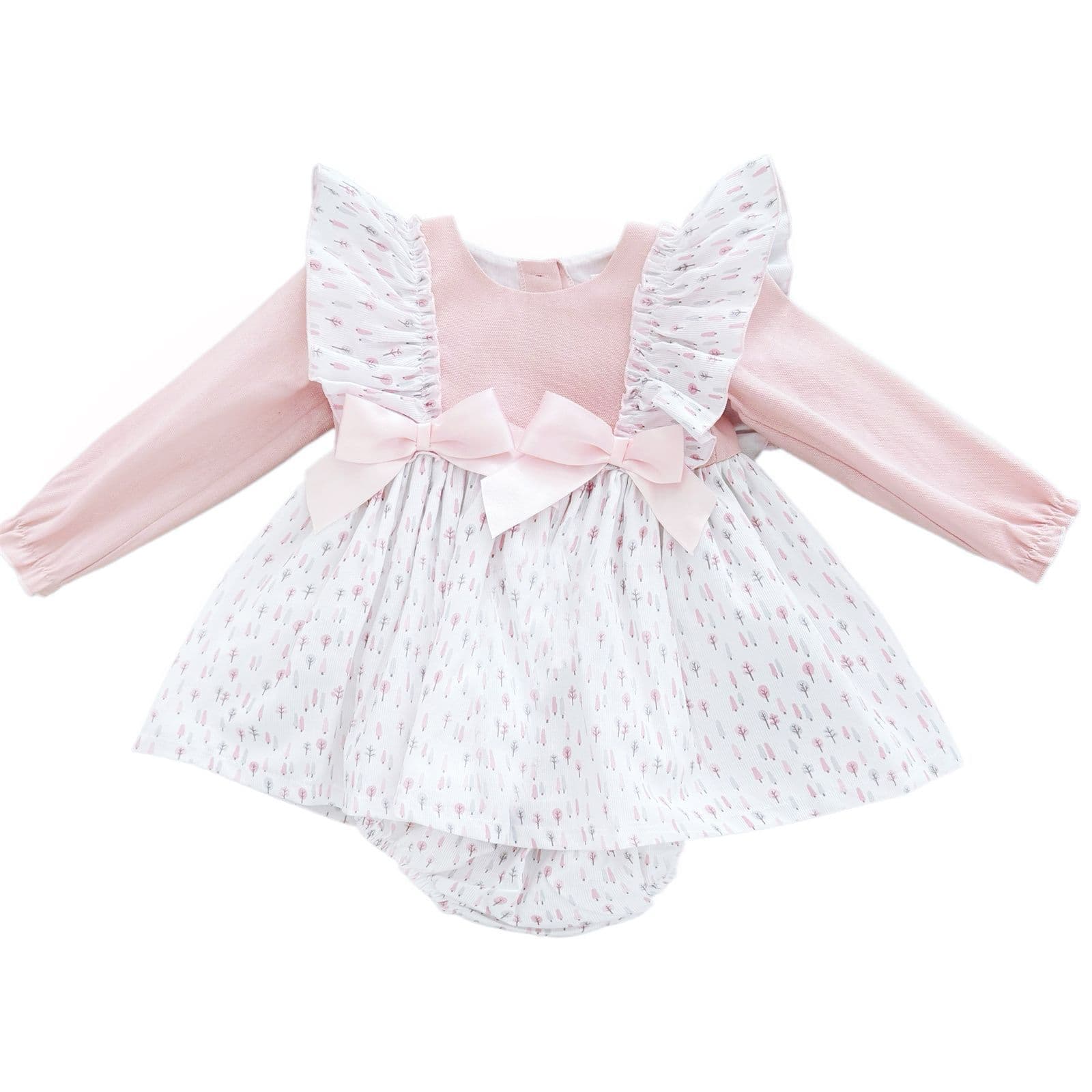 SALE" Baby Girl Pink Cotton Frilly Shoulder Dress with Pants "MYD25225
