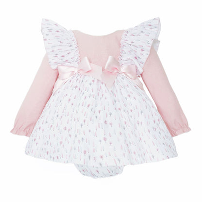 SALE" Baby Girl Pink Cotton Frilly Shoulder Dress with Pants "MYD25225
