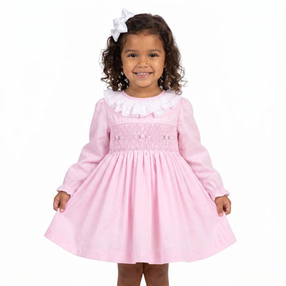 *SALE* Baby Girl Pink Cotton Hand Smocked Dress "2429"