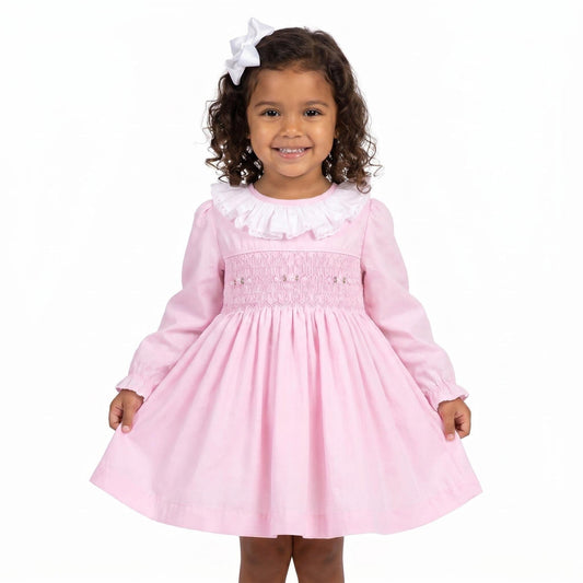 *SALE* Baby Girl Pink Cotton Hand Smocked Dress "2429"