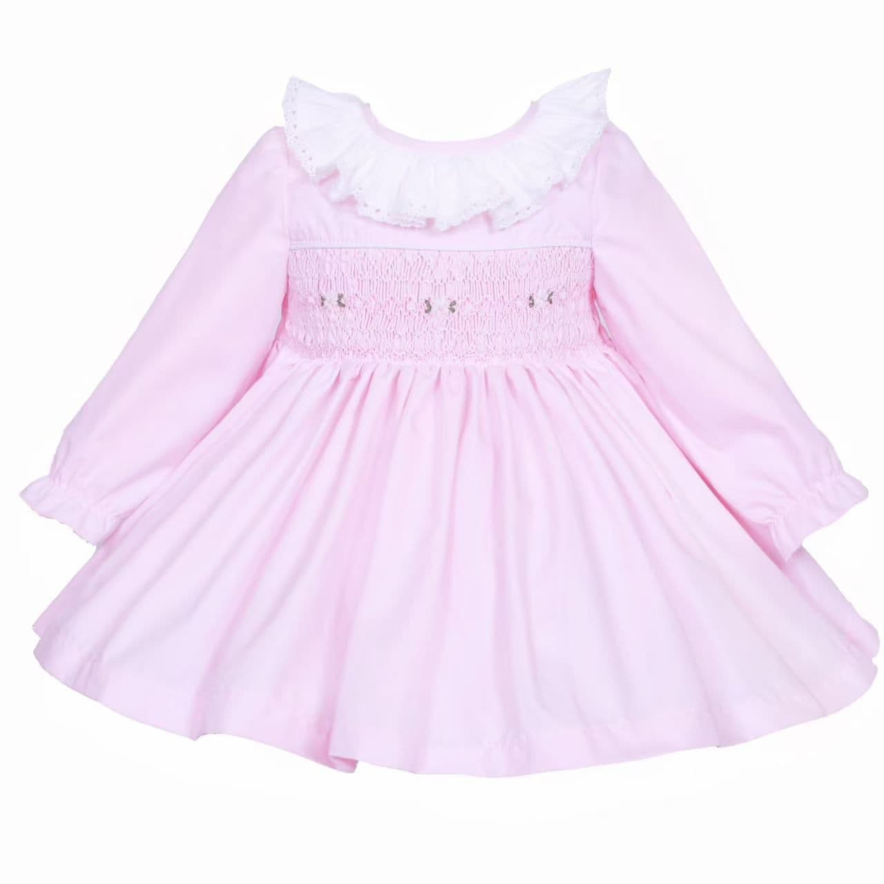 *SALE* Baby Girl Pink Cotton Hand Smocked Dress "2429"