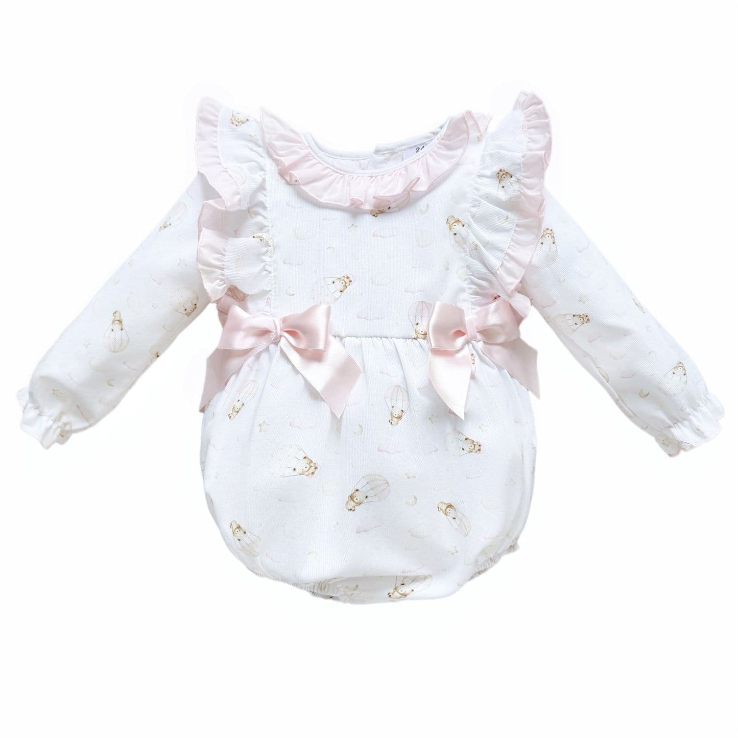 *SALE* Baby Girl Pink Cotton Teddy Frilly Shoulder Romper "MYD25203"
