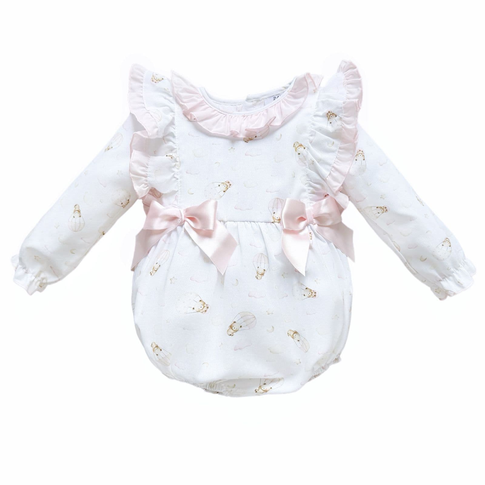 *SALE* Baby Girl Pink Cotton Teddy Frilly Shoulder Romper "MYD25203"