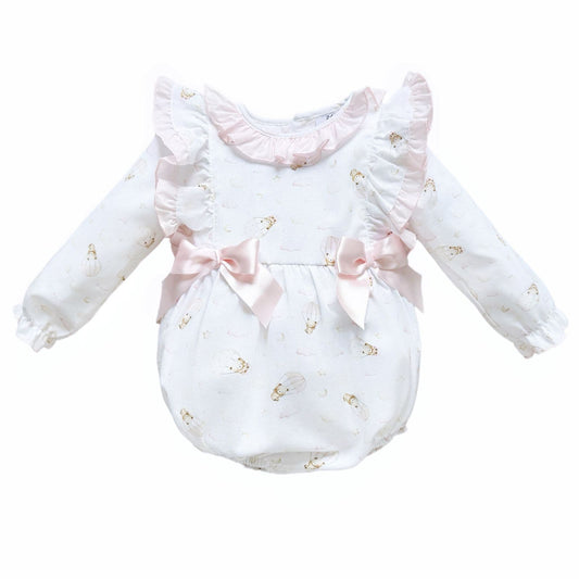 *SALE* Baby Girl Pink Cotton Teddy Frilly Shoulder Romper "MYD25203"