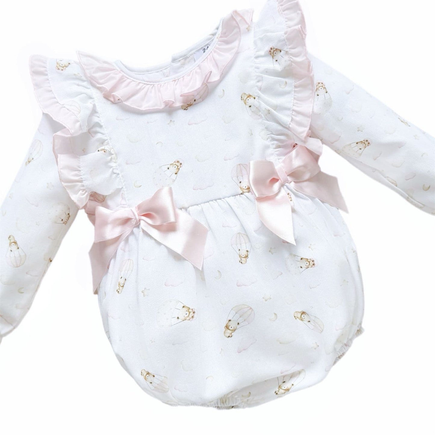 *SALE* Baby Girl Pink Cotton Teddy Frilly Shoulder Romper "MYD25203"