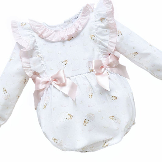 *SALE* Baby Girl Pink Cotton Teddy Frilly Shoulder Romper "MYD25203"