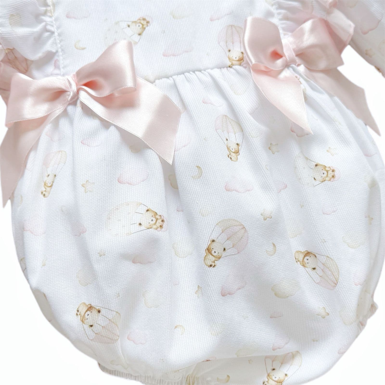 *SALE* Baby Girl Pink Cotton Teddy Frilly Shoulder Romper "MYD25203"