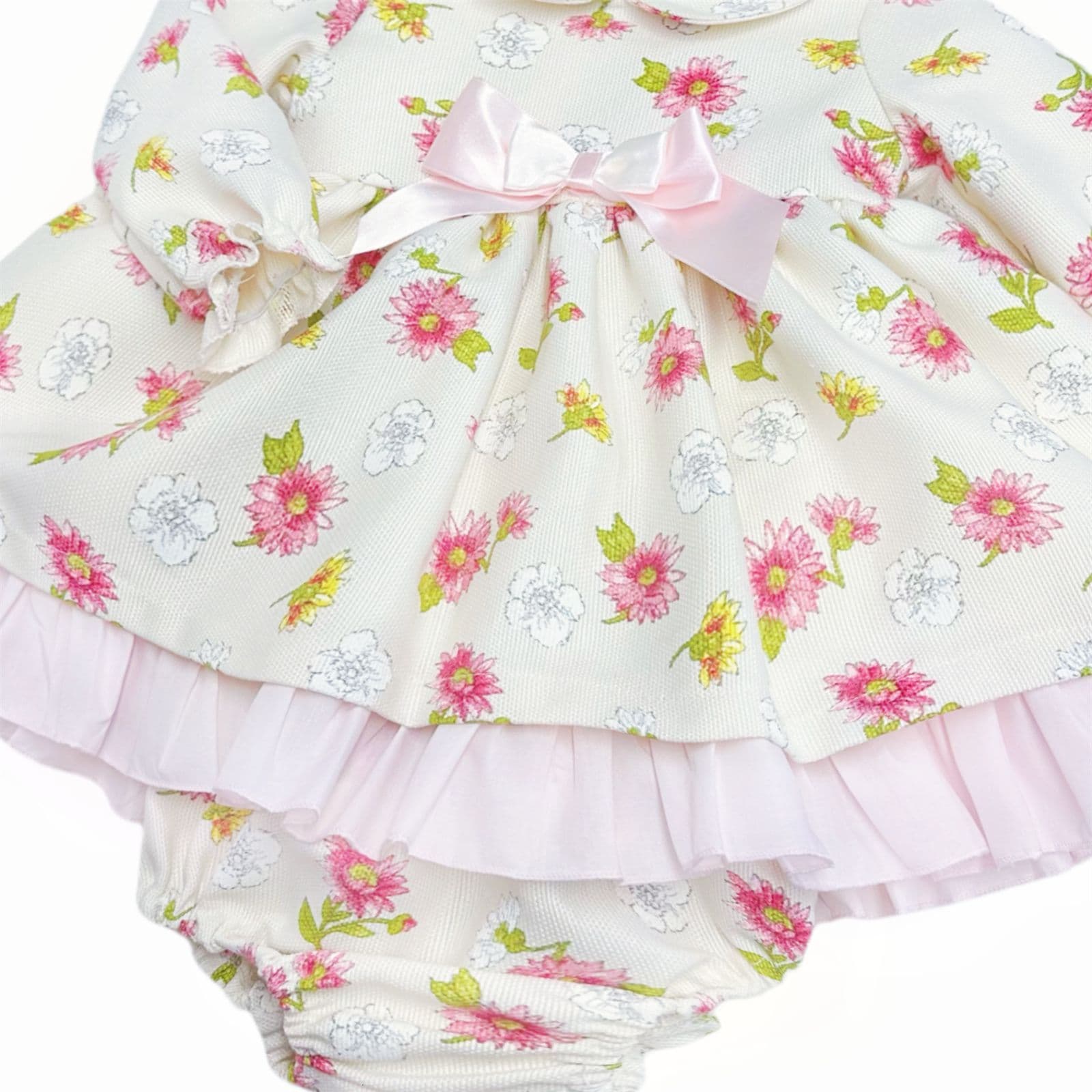 *SALE* Baby Girl Pink/Cream Floral Puff Ball Dress with Pants "MYDC2465"