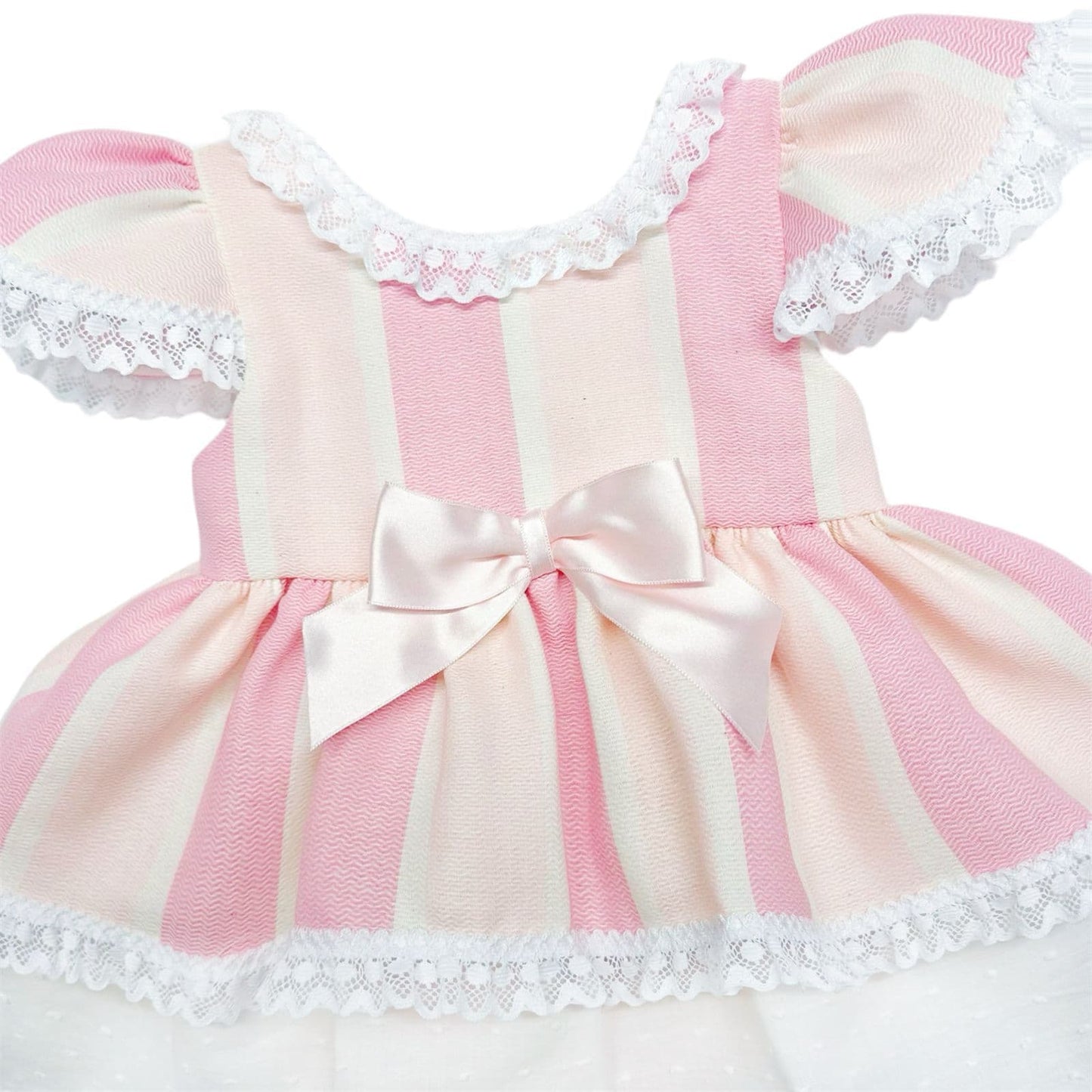 *SALE* Baby Girl Pink&Cream Puff Dress with Pants "MYD2467"