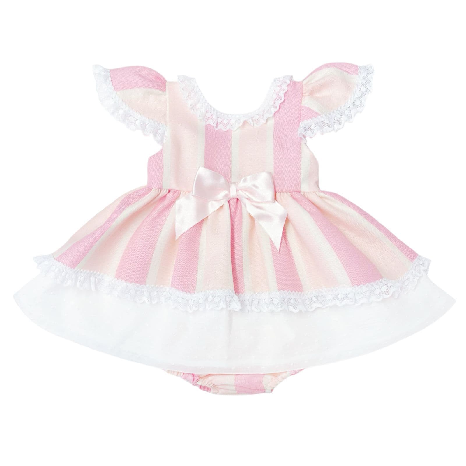 *SALE* Baby Girl Pink&Cream Puff Dress with Pants "MYD2467"