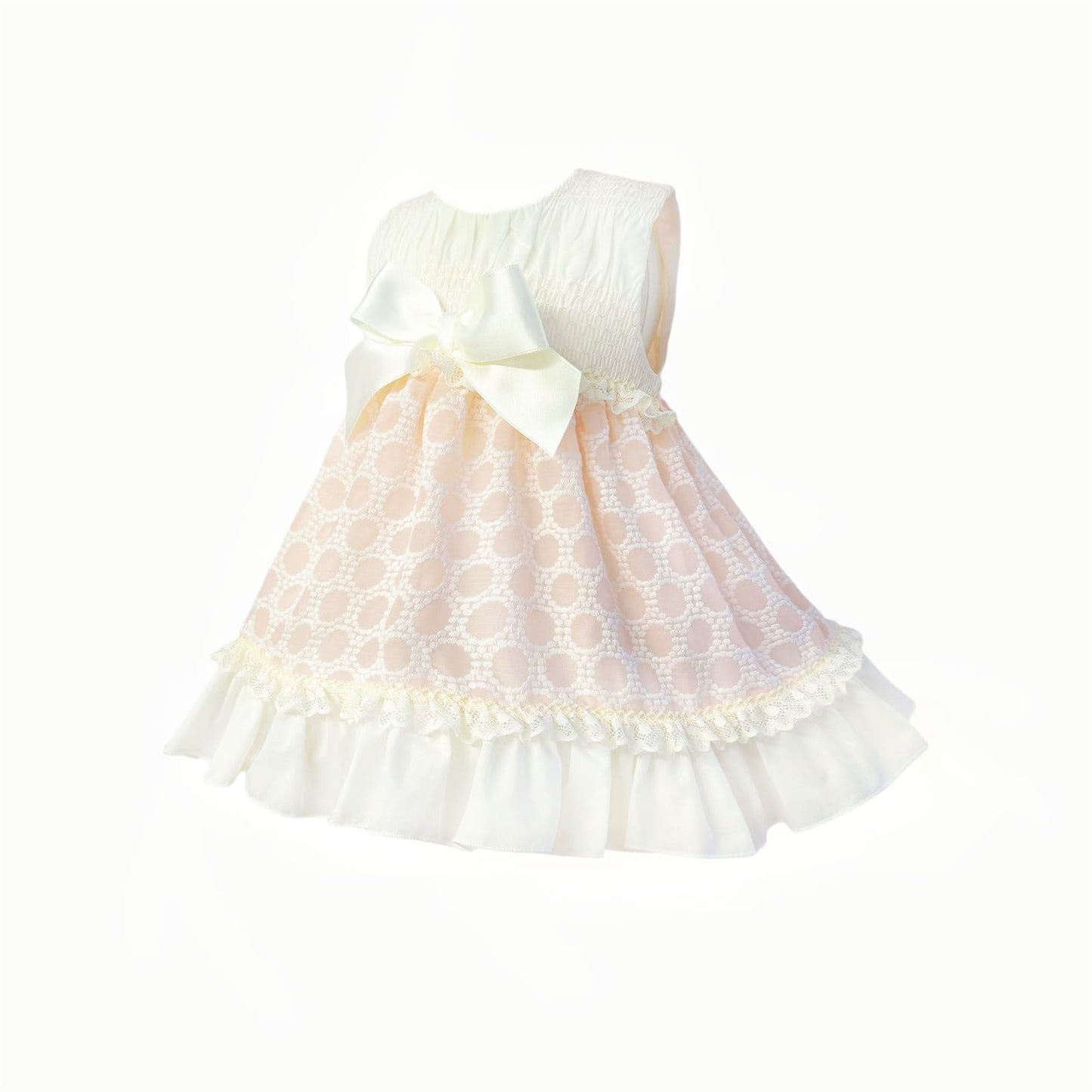 *SALE* Baby Girl Pink&Cream Smocked Puff Dress with Pants "MYD2482"