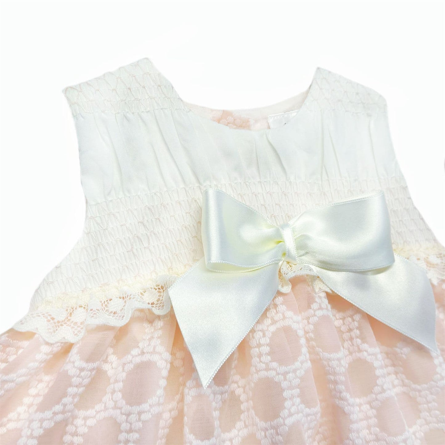 *SALE* Baby Girl Pink&Cream Smocked Puff Dress with Pants "MYD2482"