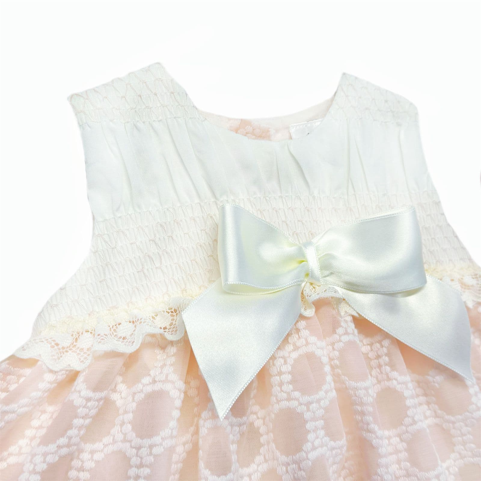 *SALE* Baby Girl Pink&Cream Smocked Puff Dress with Pants "MYD2482"