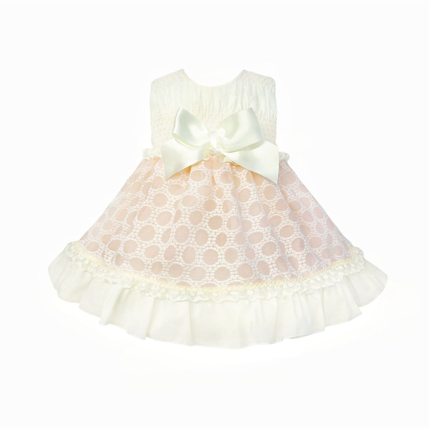 *SALE* Baby Girl Pink&Cream Smocked Puff Dress with Pants "MYD2482"