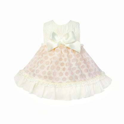 *SALE* Baby Girl Pink&Cream Smocked Puff Dress with Pants "MYD2482"