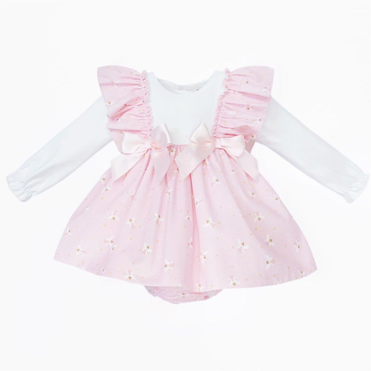 *SALE* Baby Girl Pink Fairy Frilly Shoulder Puff Dress with Pants "MYD25259"