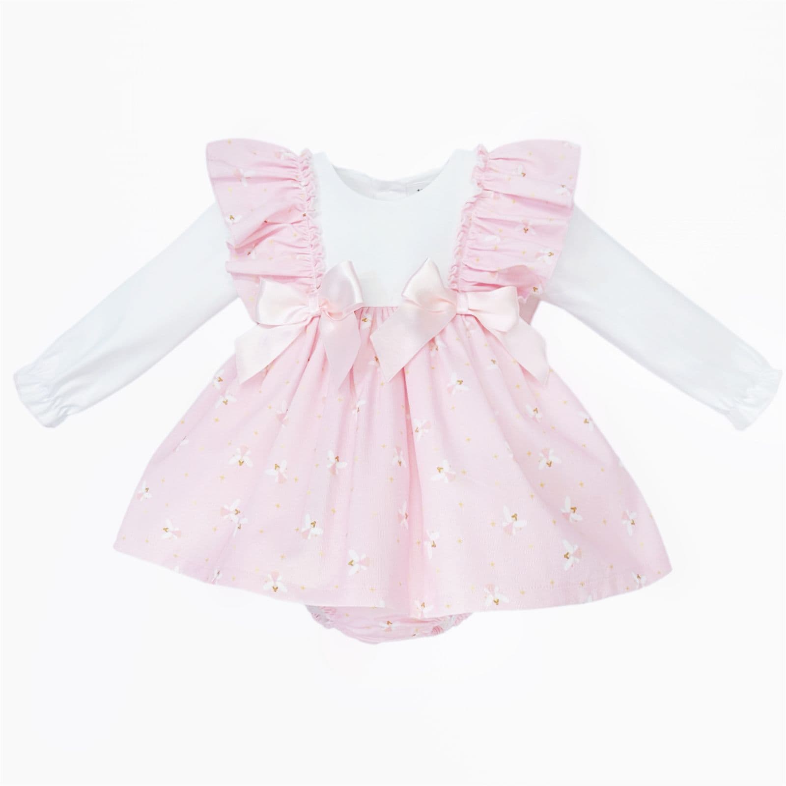 *SALE* Baby Girl Pink Fairy Frilly Shoulder Puff Dress with Pants "MYD25259"