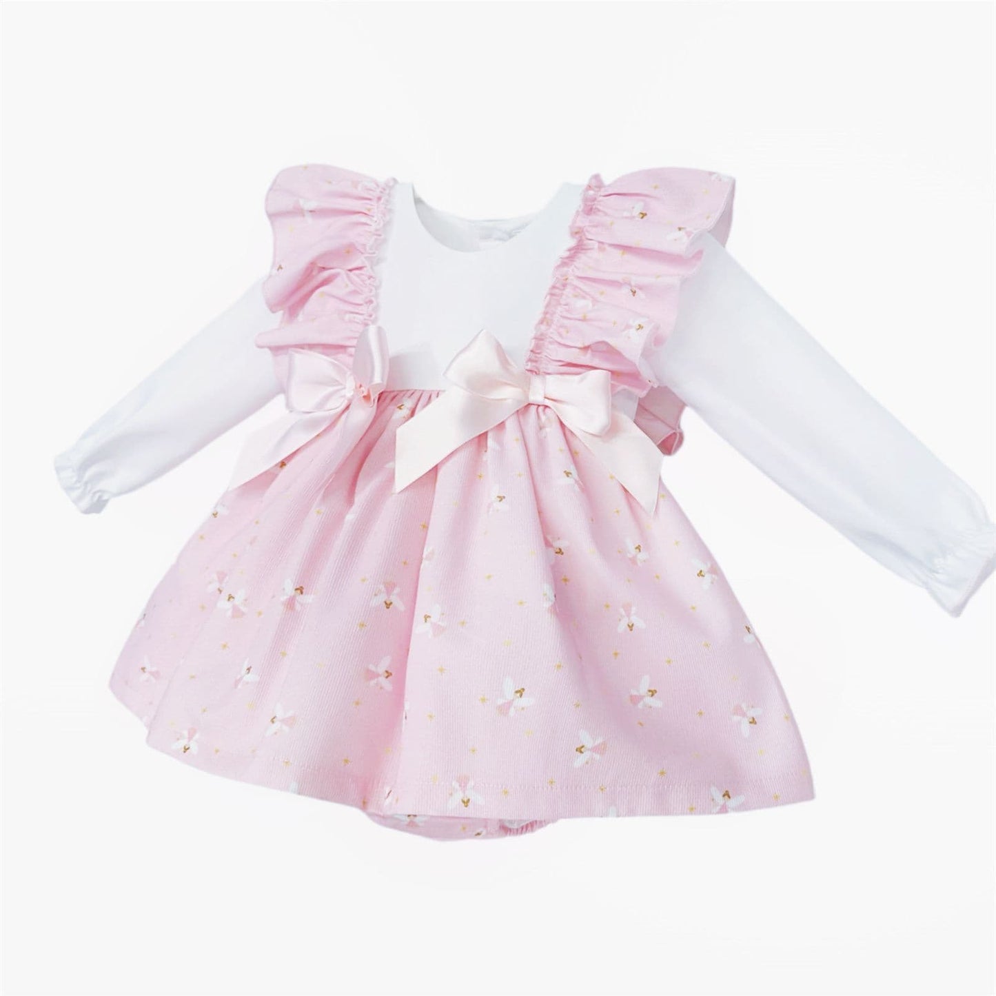 *SALE* Baby Girl Pink Fairy Frilly Shoulder Puff Dress with Pants "MYD25259"