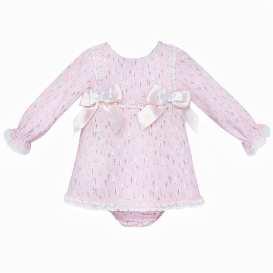 *SALE* Baby Girl Pink Floral A Line Cotton Dress with Pants "MYD25223"