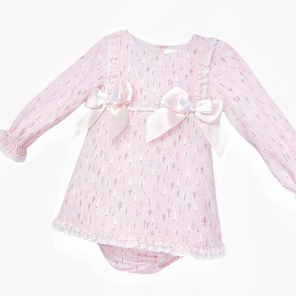 *SALE* Baby Girl Pink Floral A Line Cotton Dress with Pants "MYD25223"