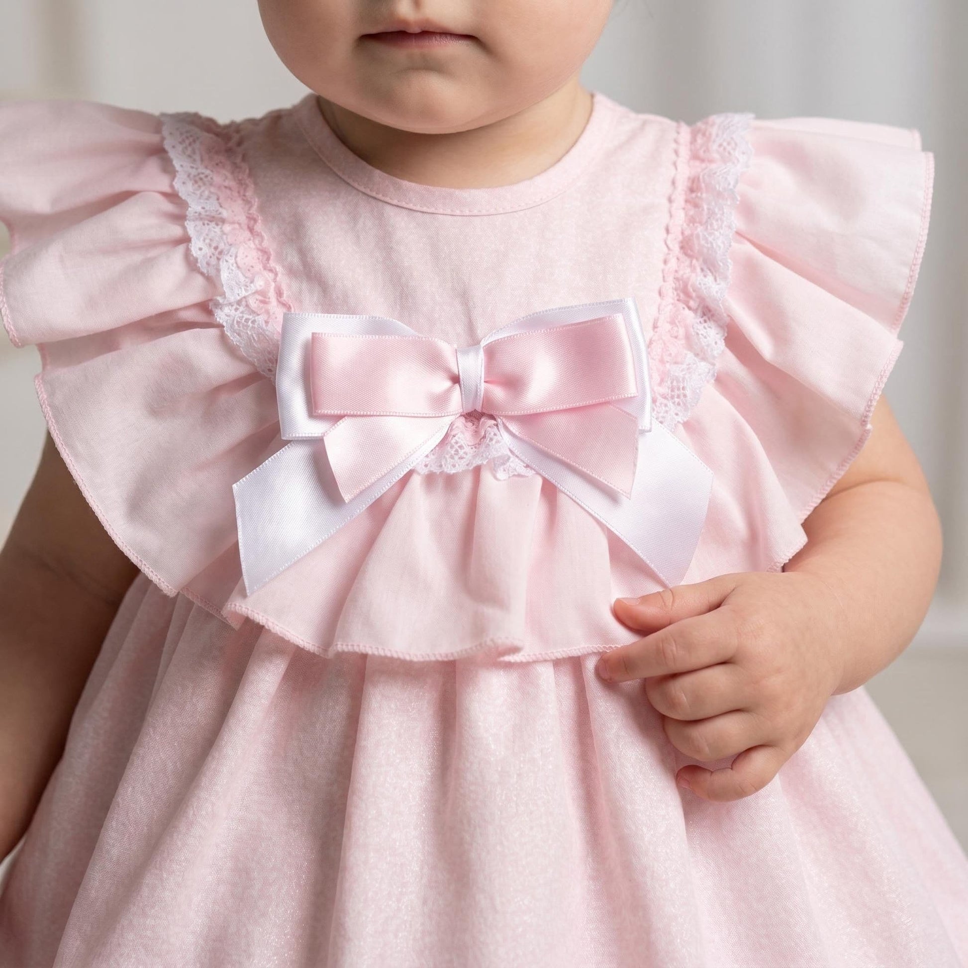 *SALE* Baby Girl Pink Floral Big Collar Puff Dress with Pants "MYD2433P"
