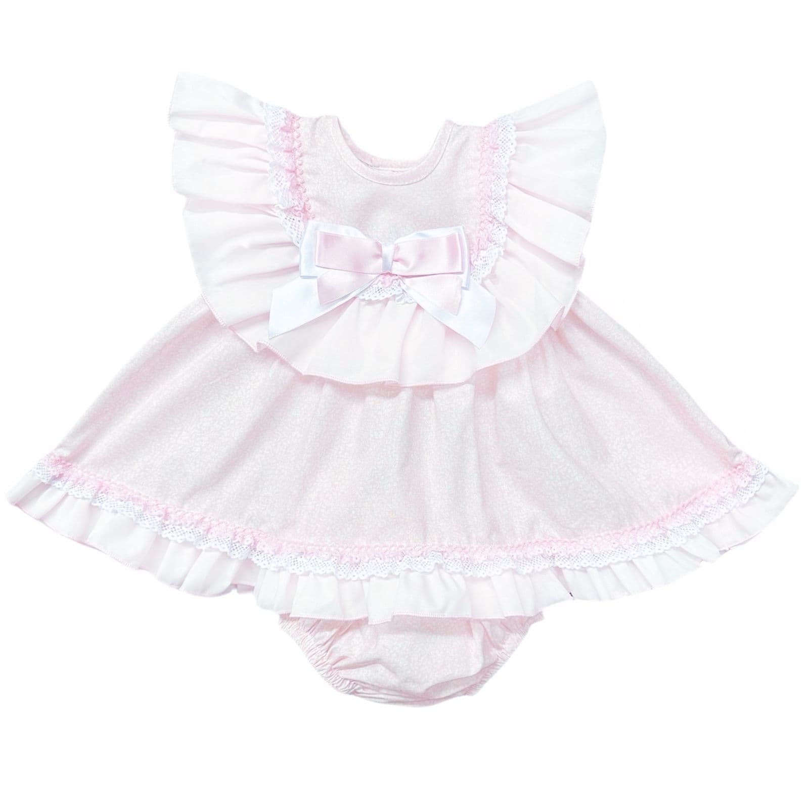 *SALE* Baby Girl Pink Floral Big Collar Puff Dress with Pants "MYD2433P"