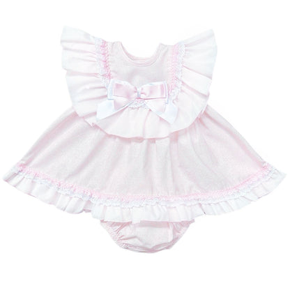 *SALE* Baby Girl Pink Floral Big Collar Puff Dress with Pants "MYD2433P"