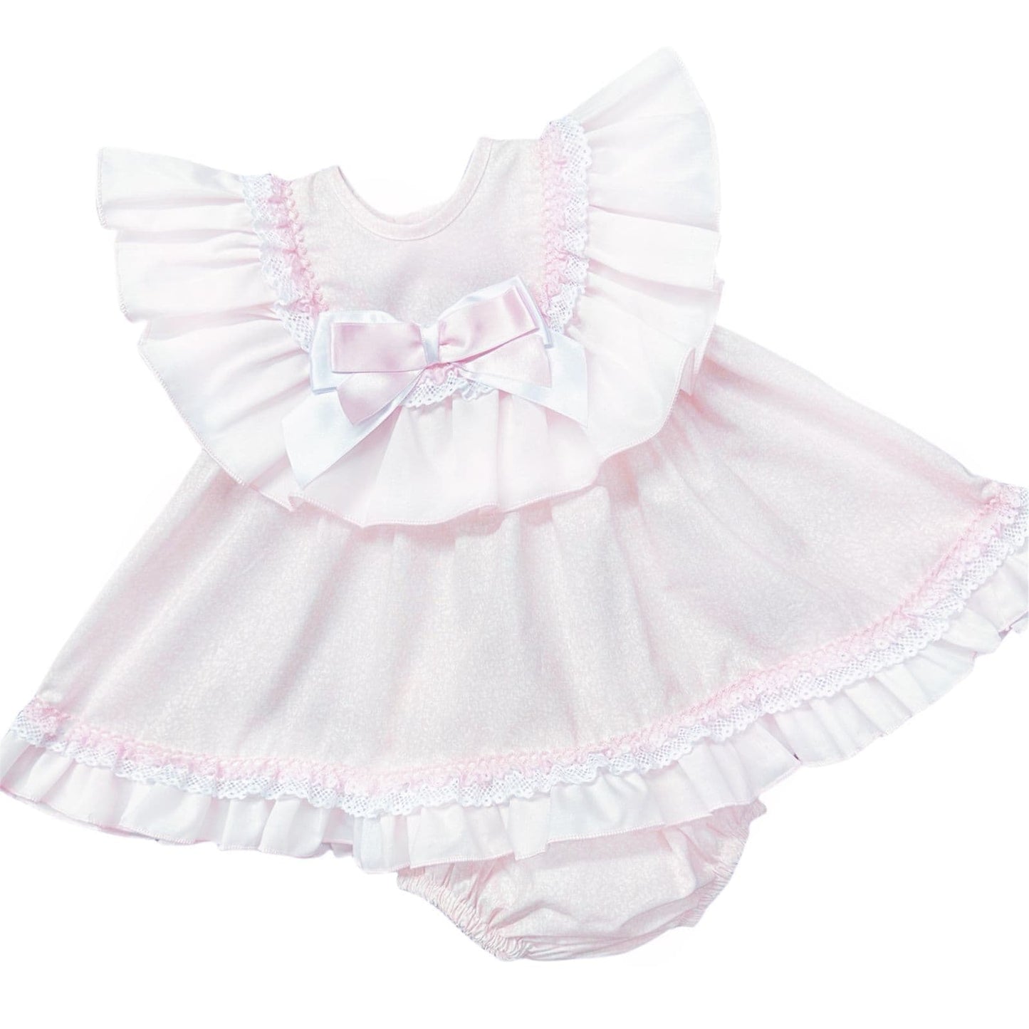 *SALE* Baby Girl Pink Floral Big Collar Puff Dress with Pants "MYD2433P"