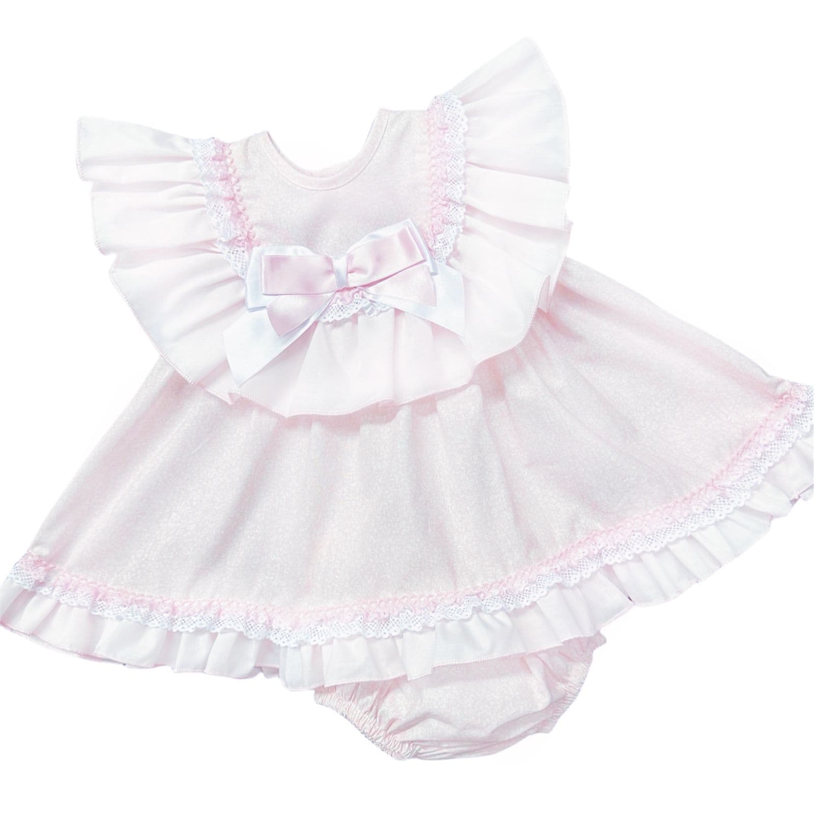 *SALE* Baby Girl Pink Floral Big Collar Puff Dress with Pants "MYD2433P"