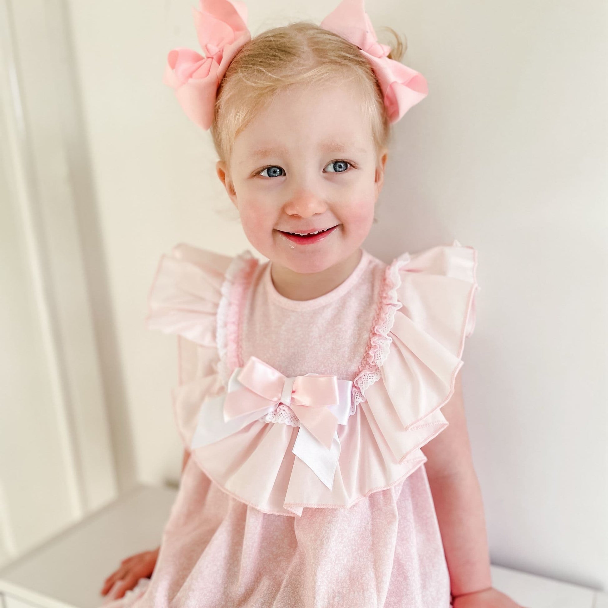 *SALE* Baby Girl Pink Floral Big Collar Puff Dress with Pants "MYD2433P"