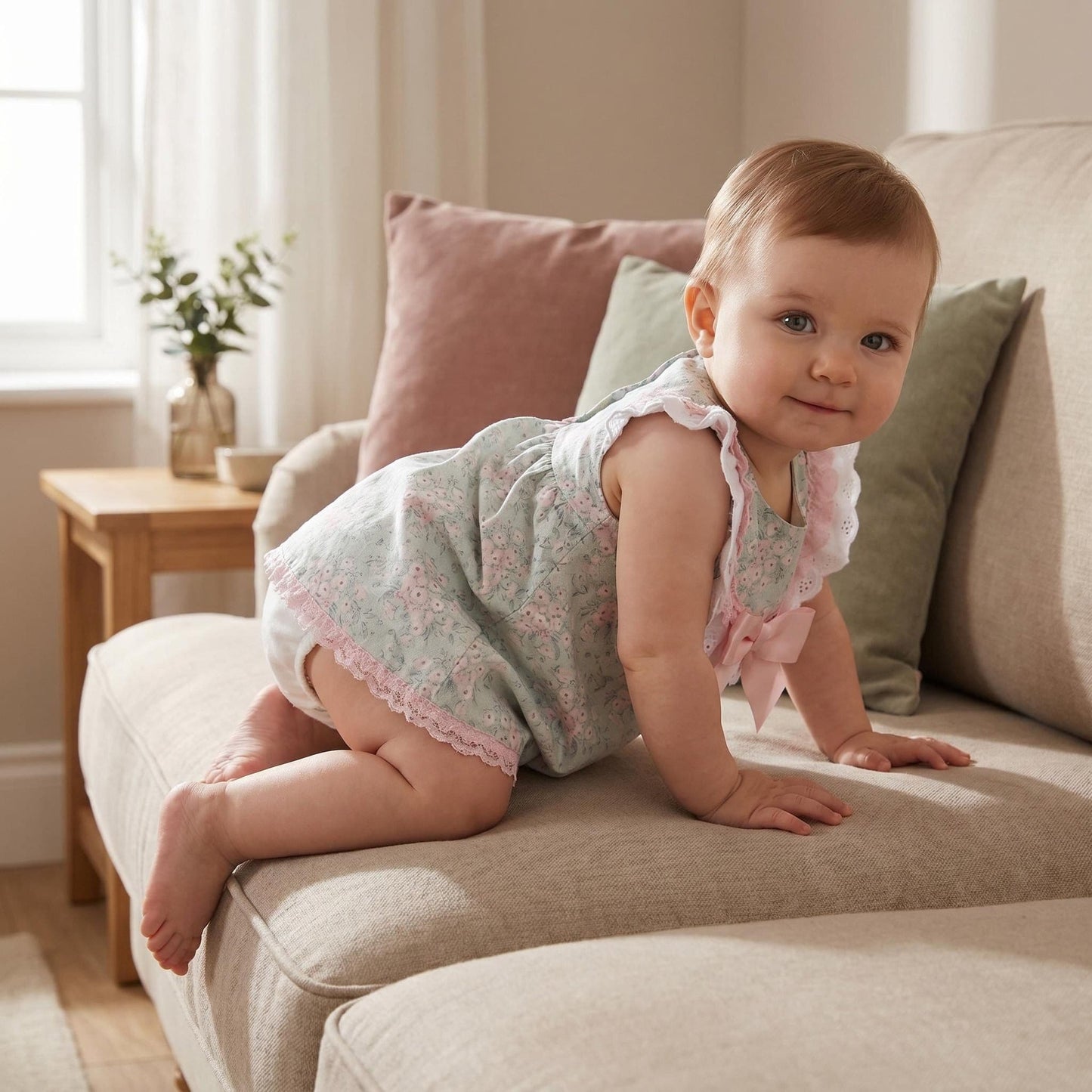 *SALE* Baby Girl Pink Floral Dress with Pants "MYD2304"