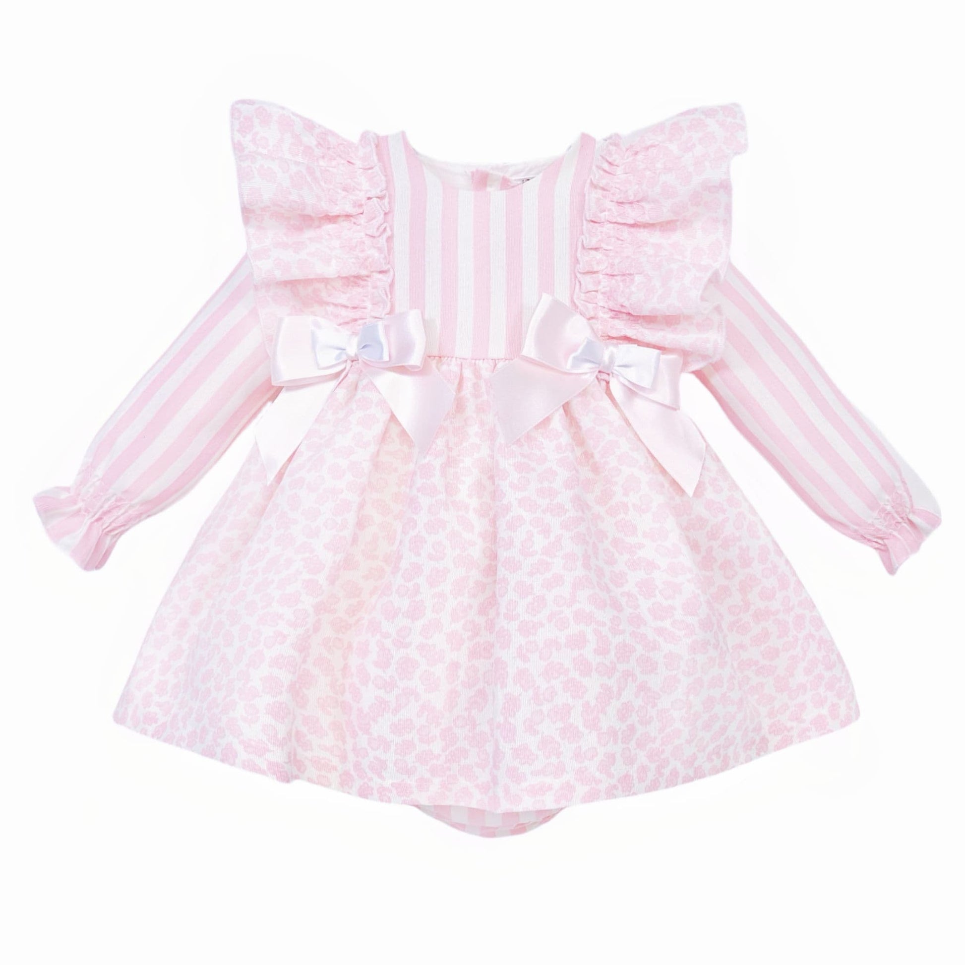 *SALE* Baby Girl Pink Floral Frilly Shoulder Puff Dress with Pants "MYDB2476"