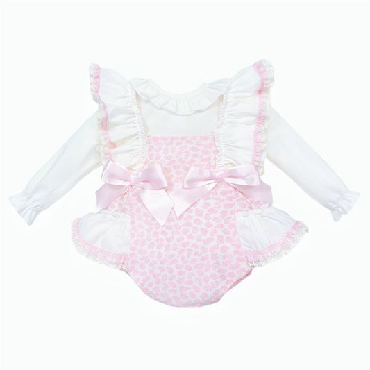 *SALE* Baby Girl Pink Floral Frilly Shoulder Romper with Shirt "MYDC2456"
