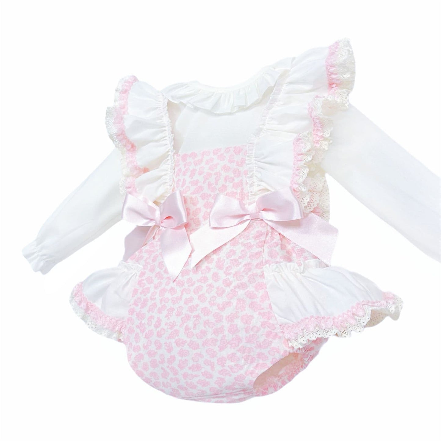 *SALE* Baby Girl Pink Floral Frilly Shoulder Romper with Shirt "MYDC2456"