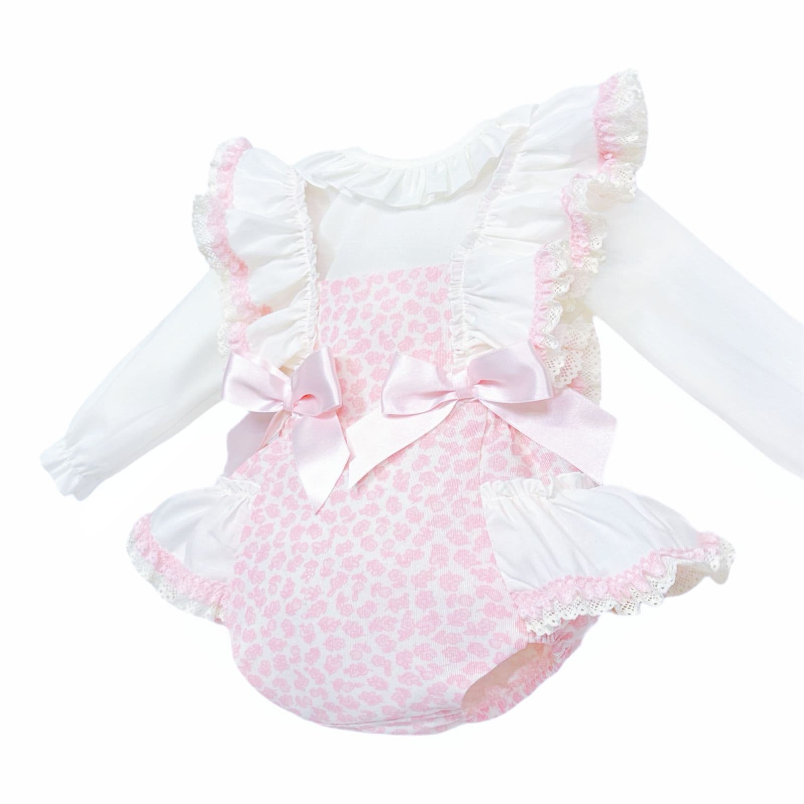 *SALE* Baby Girl Pink Floral Frilly Shoulder Romper with Shirt "MYDC2456"