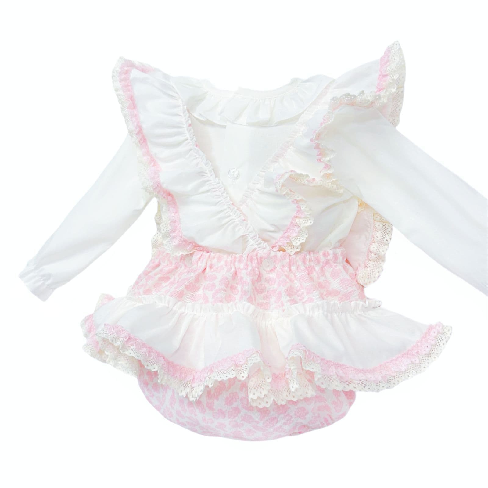 *SALE* Baby Girl Pink Floral Frilly Shoulder Romper with Shirt "MYDC2456"