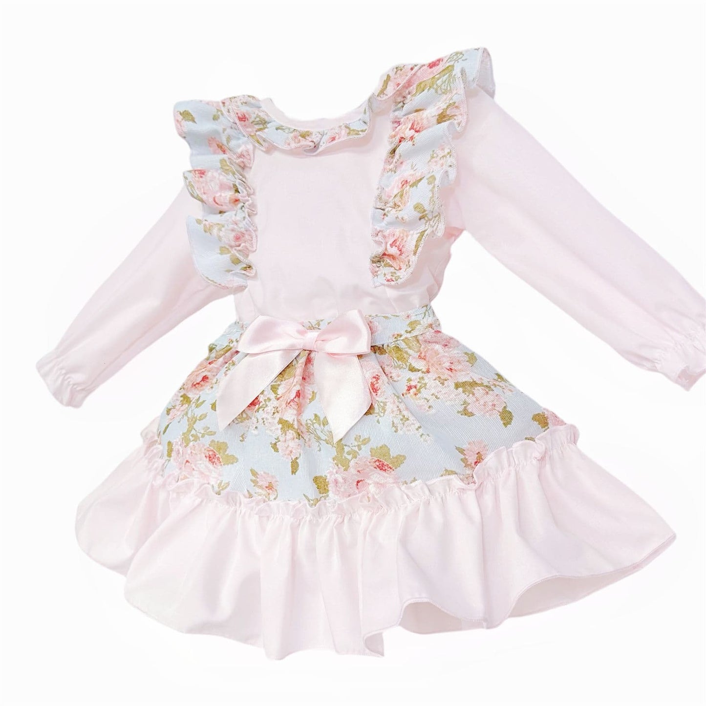 *SALE* Baby Girl Pink Floral Frilly Shoulder Shirt with Skirt "MYDC2470"