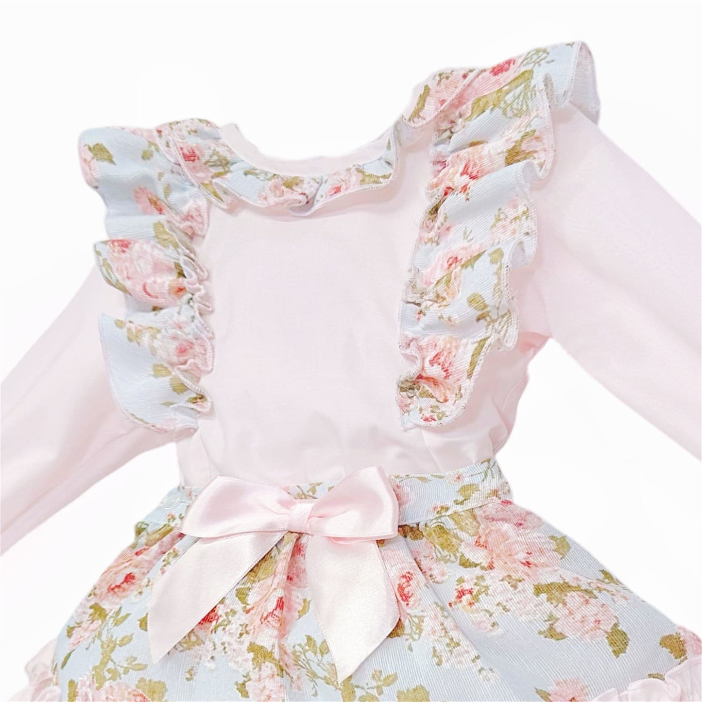 *SALE* Baby Girl Pink Floral Frilly Shoulder Shirt with Skirt "MYDC2470"