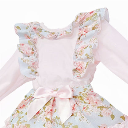 *SALE* Baby Girl Pink Floral Frilly Shoulder Shirt with Skirt "MYDC2470"