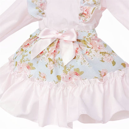 *SALE* Baby Girl Pink Floral Frilly Shoulder Shirt with Skirt "MYDC2470"