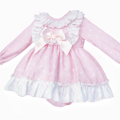 *SALE* Baby Girl Pink Floral Print Puff Ball Dress with Pants "MYD25205"