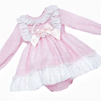 *SALE* Baby Girl Pink Floral Print Puff Ball Dress with Pants "MYD25205"