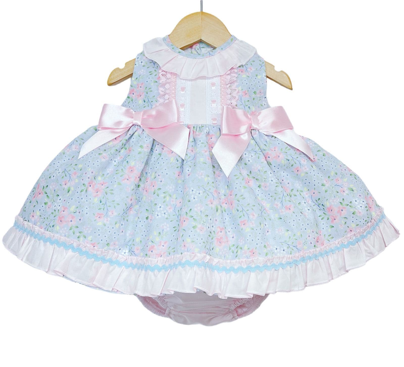 *SALE* Baby Girl Pink Floral Puff Dress with Pants Satin Bows "MYD2218P"