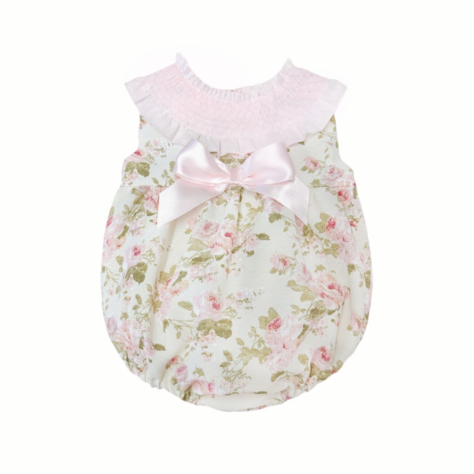 *SALE* Baby Girl Pink Floral Smocked Collar Romper "MYD2475"