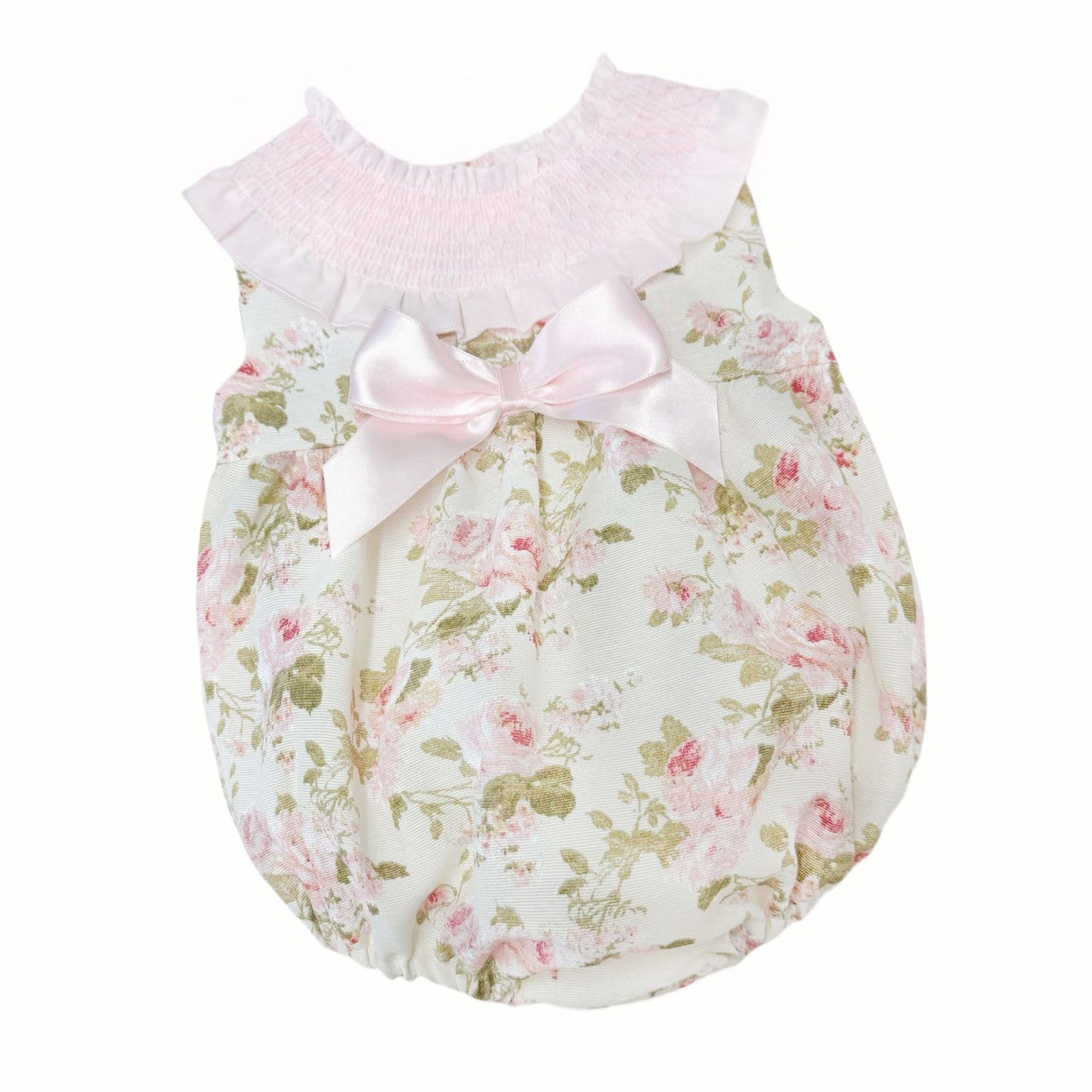 *SALE* Baby Girl Pink Floral Smocked Collar Romper "MYD2475"