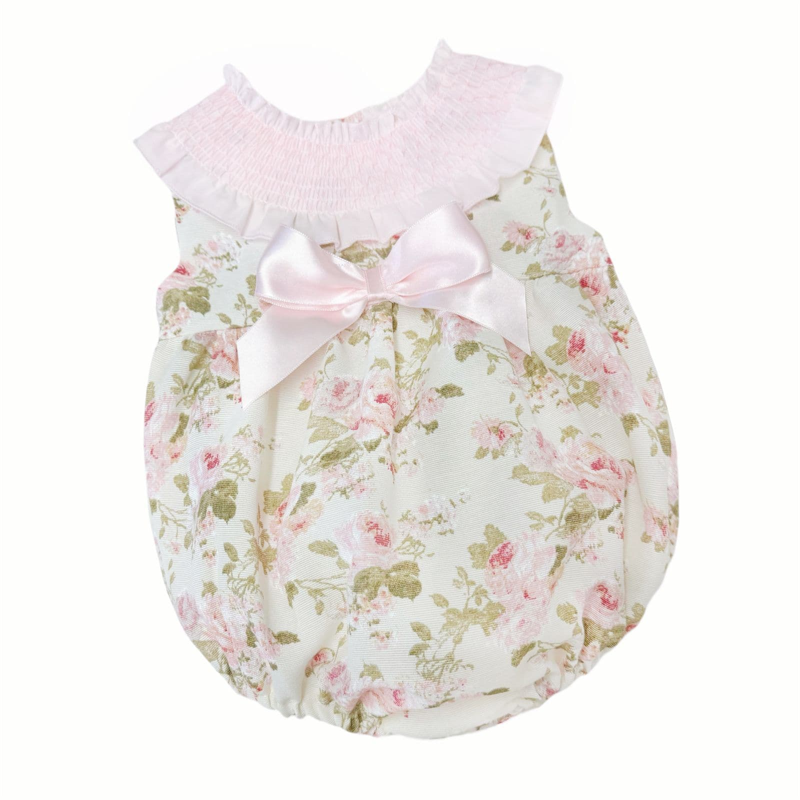 *SALE* Baby Girl Pink Floral Smocked Collar Romper "MYD2475"