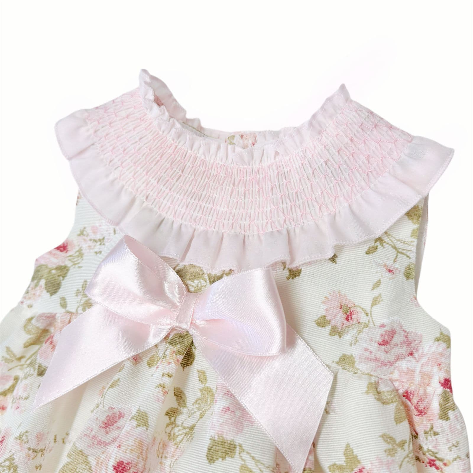 *SALE* Baby Girl Pink Floral Smocked Collar Romper "MYD2475"