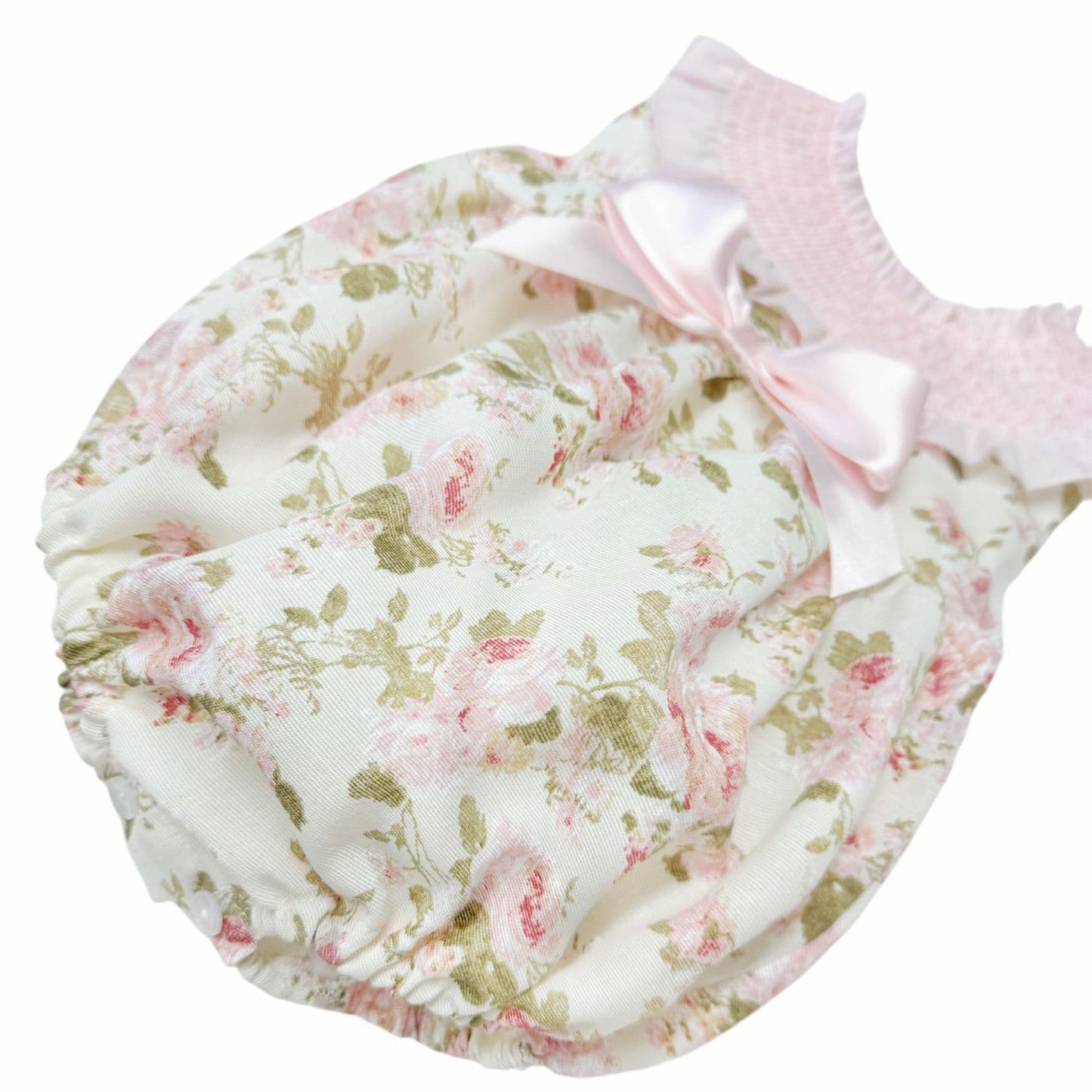 *SALE* Baby Girl Pink Floral Smocked Collar Romper "MYD2475"