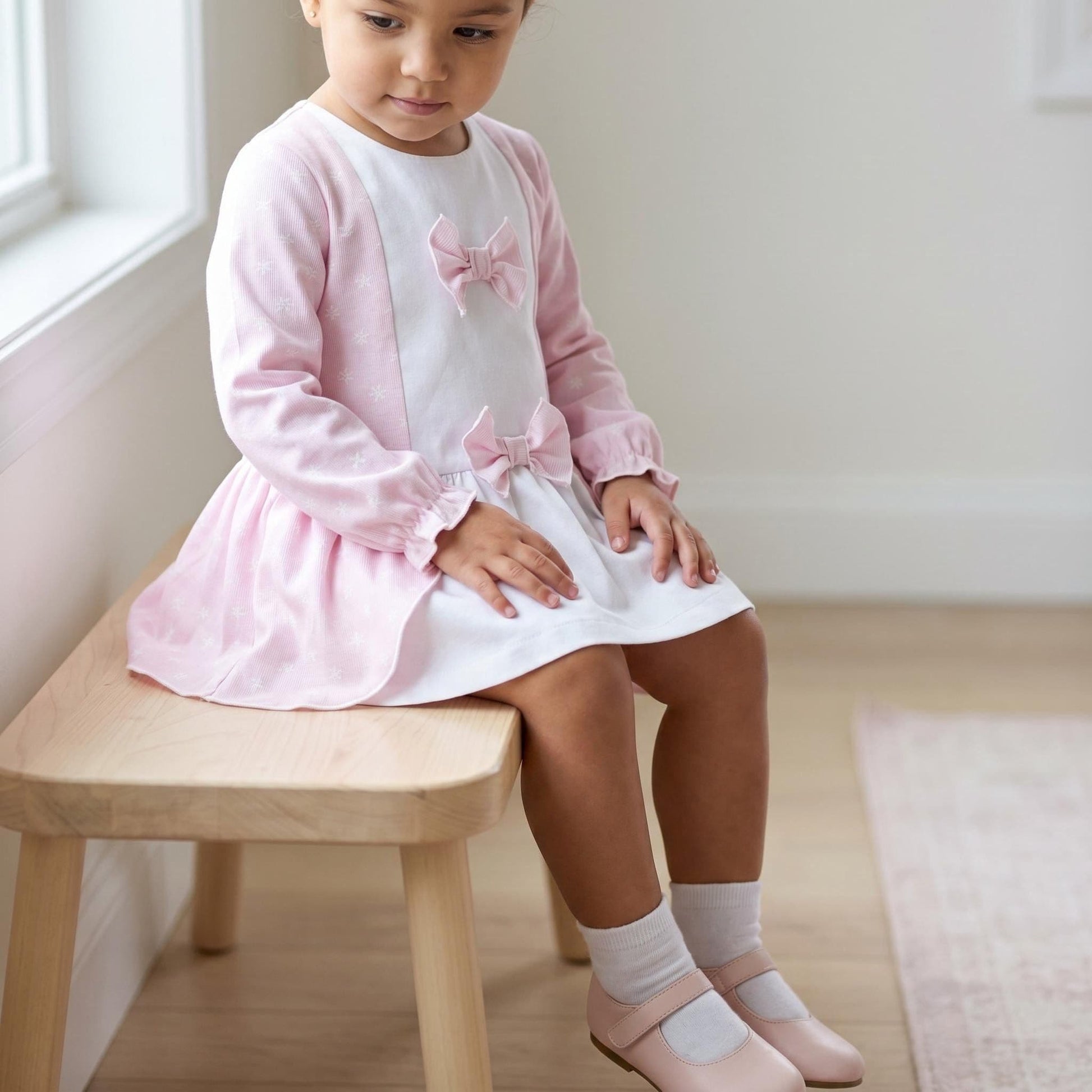SALE" Baby Girl Pink Flower Print Dress with Pants "MYD25228