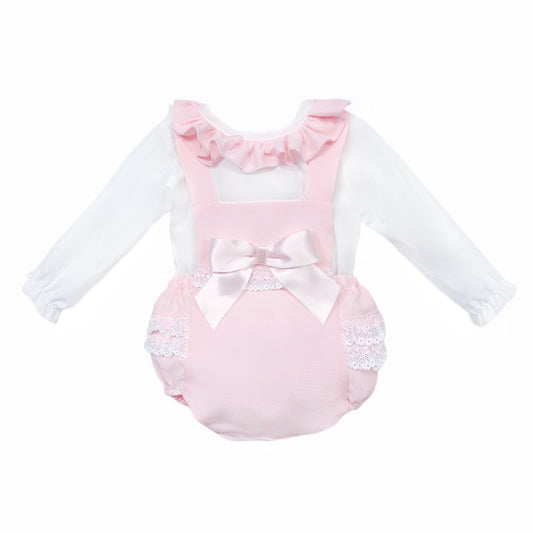 *SALE* Baby Girl Pink Frilly Back Romper with Shirt "MYDC2457"